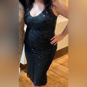 Like A Movie Star Black Sequin Bodycon Midi Dress Lulus